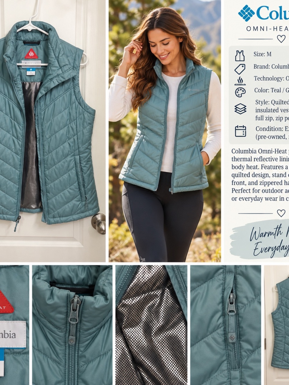 Columbia Teal Quilted Omni-Heat Women's Vest